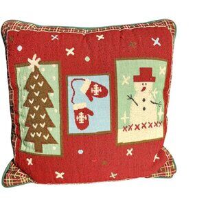 Christmas Woven Tapestry Pillow, Winter Scene, 16x16